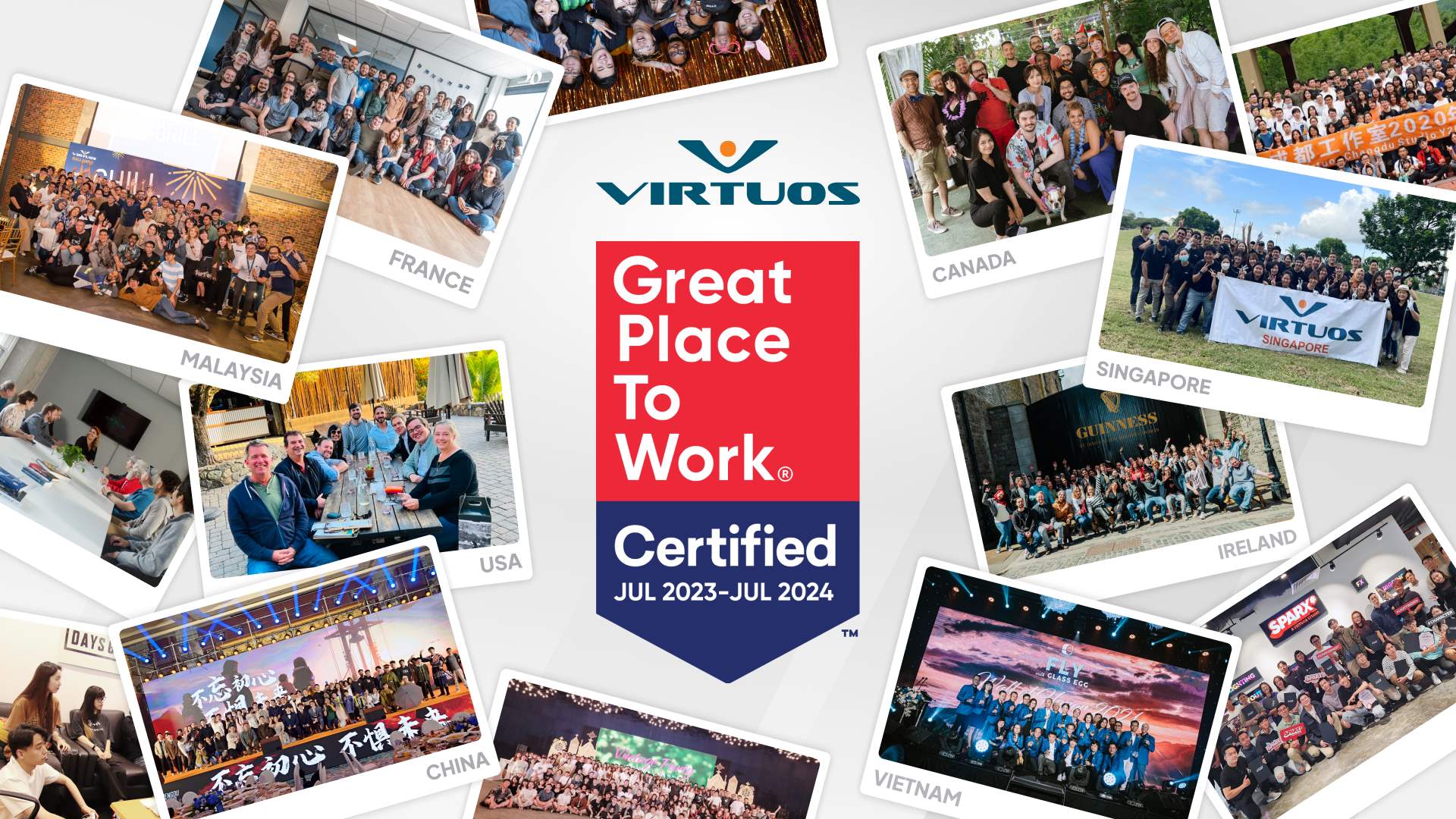 Virtuos được chứng nhận là nơi làm việc xuất sắc bởi Viện Great Place to Work™ tại tám quốc gia